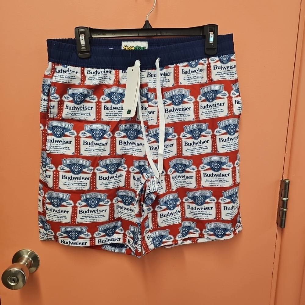 NWT Tipsy Elves Men's Size Small Americold One Budweiser Swim Trunks W/Mesh Nice